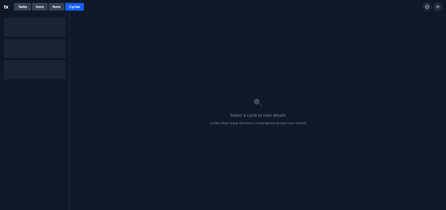 Cycles view showing issue queue, detail panel, and top-level tab navigation